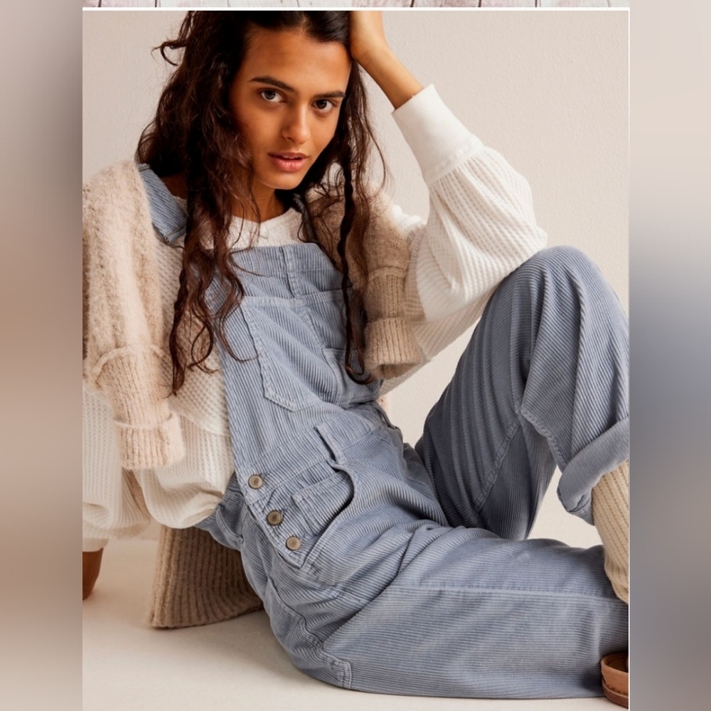 We The Free Ziggy Cord Overalls- Light Blue XS